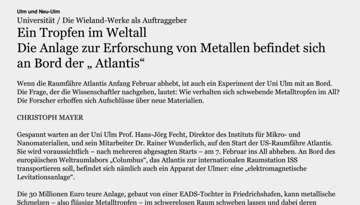 Extract report Südwest Presse Ulm